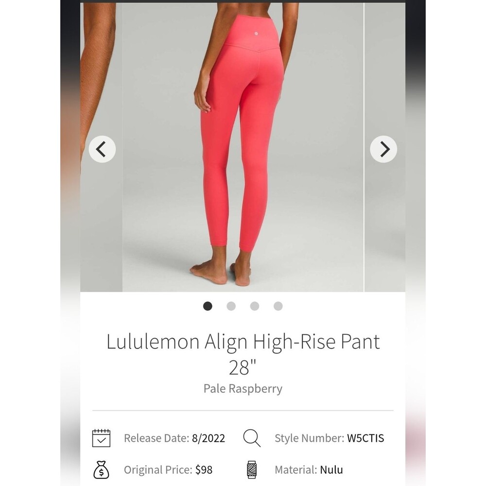 Lululemon Align High-Rise Pant 28" Pale Raspberry size 10 new without tags